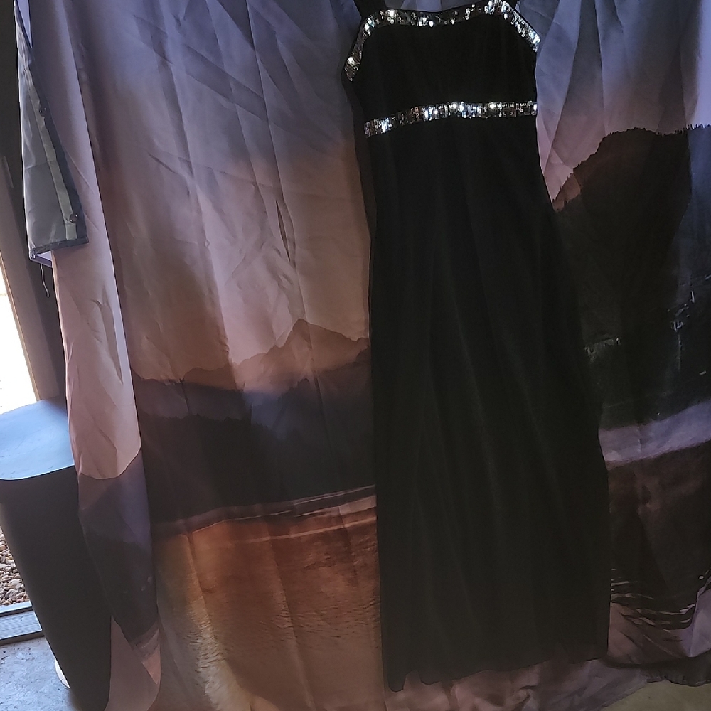 Elegant Black Maxi Dress with Silver Accents